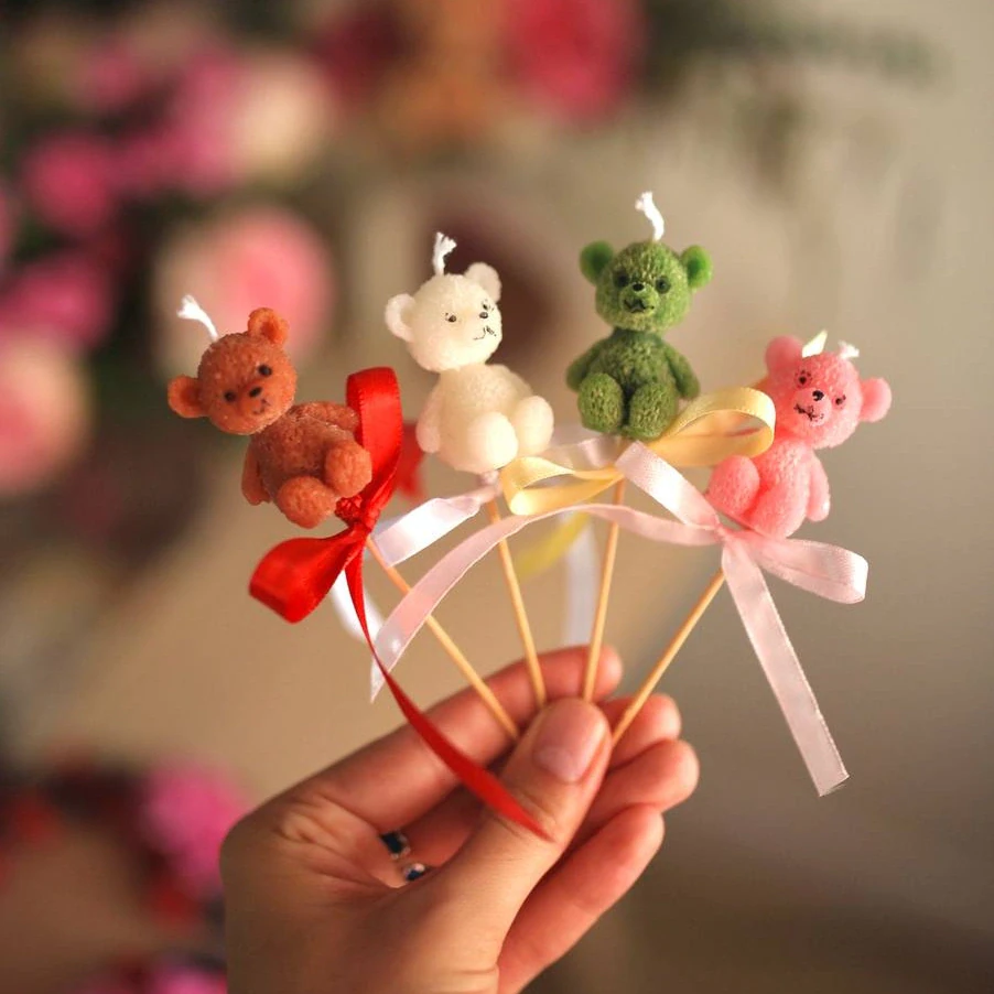 Beeswax Birthday Candle Bear for cake 5