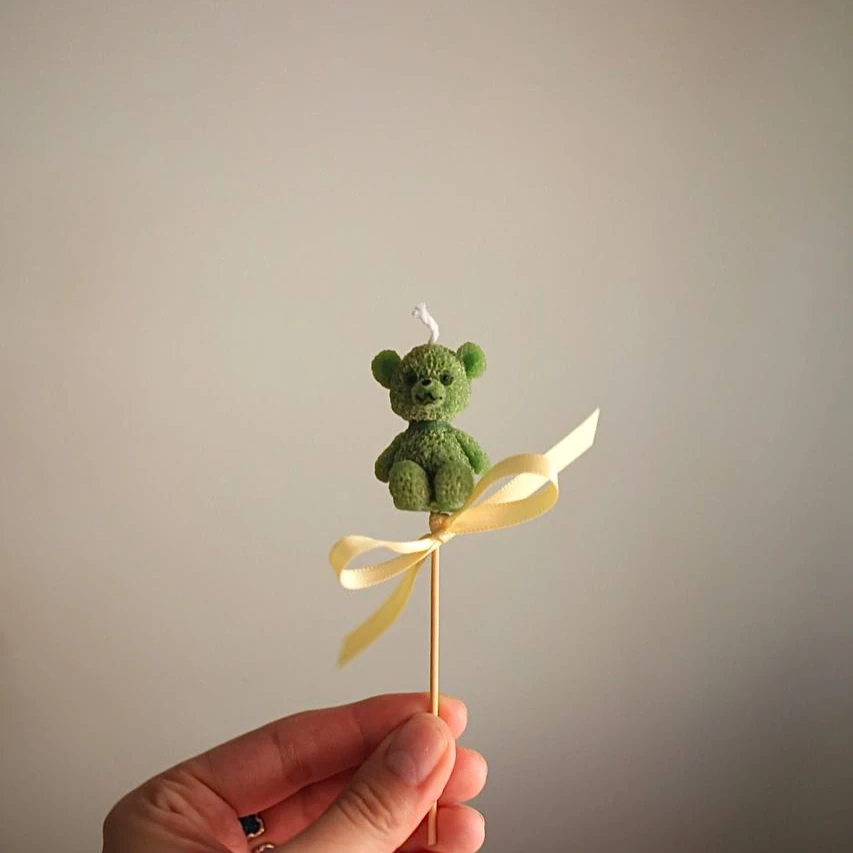 Beeswax Birthday Candle Bear for cake 3
