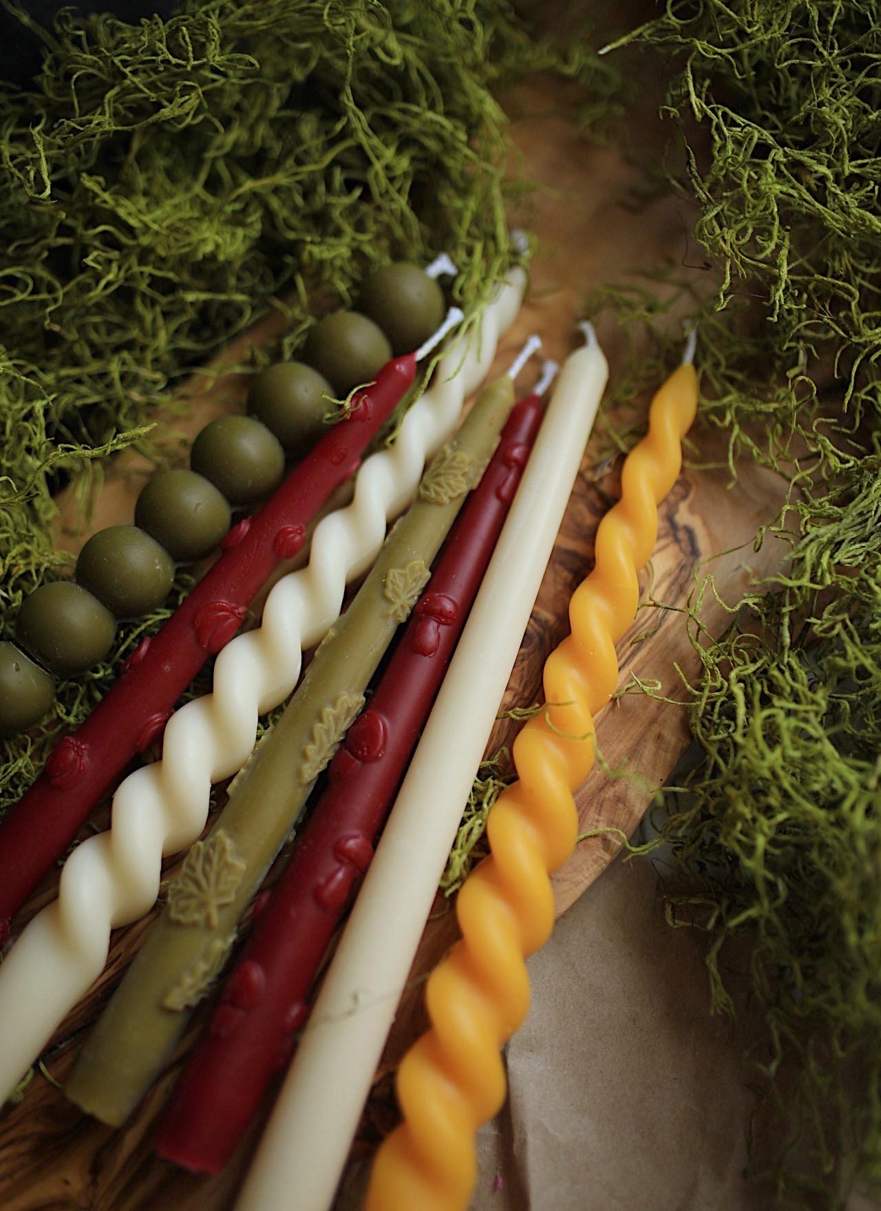Autumn Beeswax Taper Candles — Set of 7