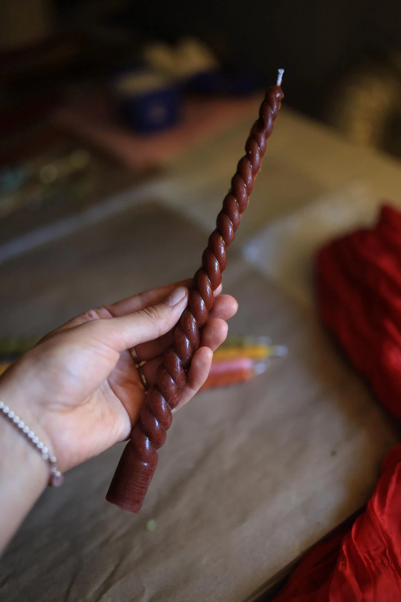 Autumn Beeswax Taper Candle spiral 5