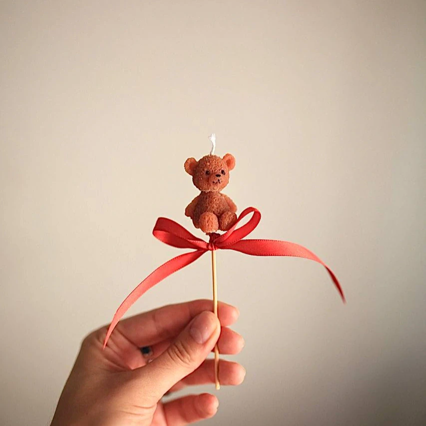 Beeswax Birthday Candle Bear for cake 4