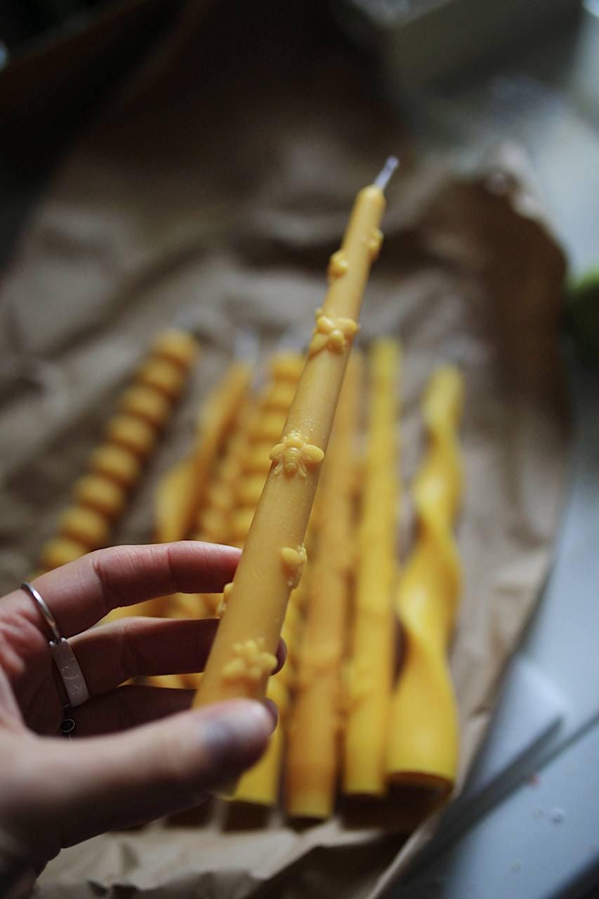Yellow Beeswax Taper Candle 3