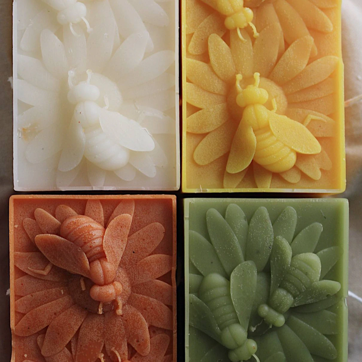 Beeswax Candle with Bee Pattern