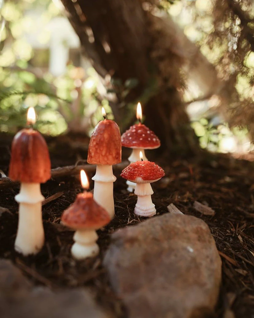Handmade Amanita Beeswax Mushroom Candle 2