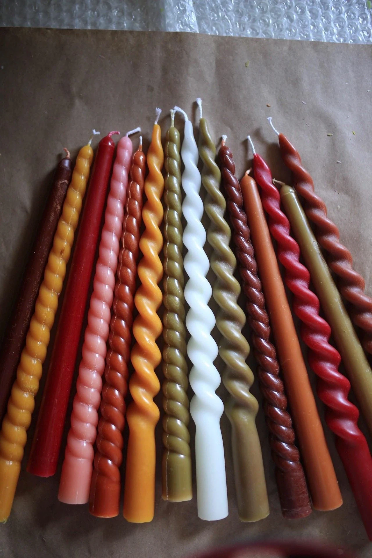 Autumn Beeswax Taper Candle spiral 7
