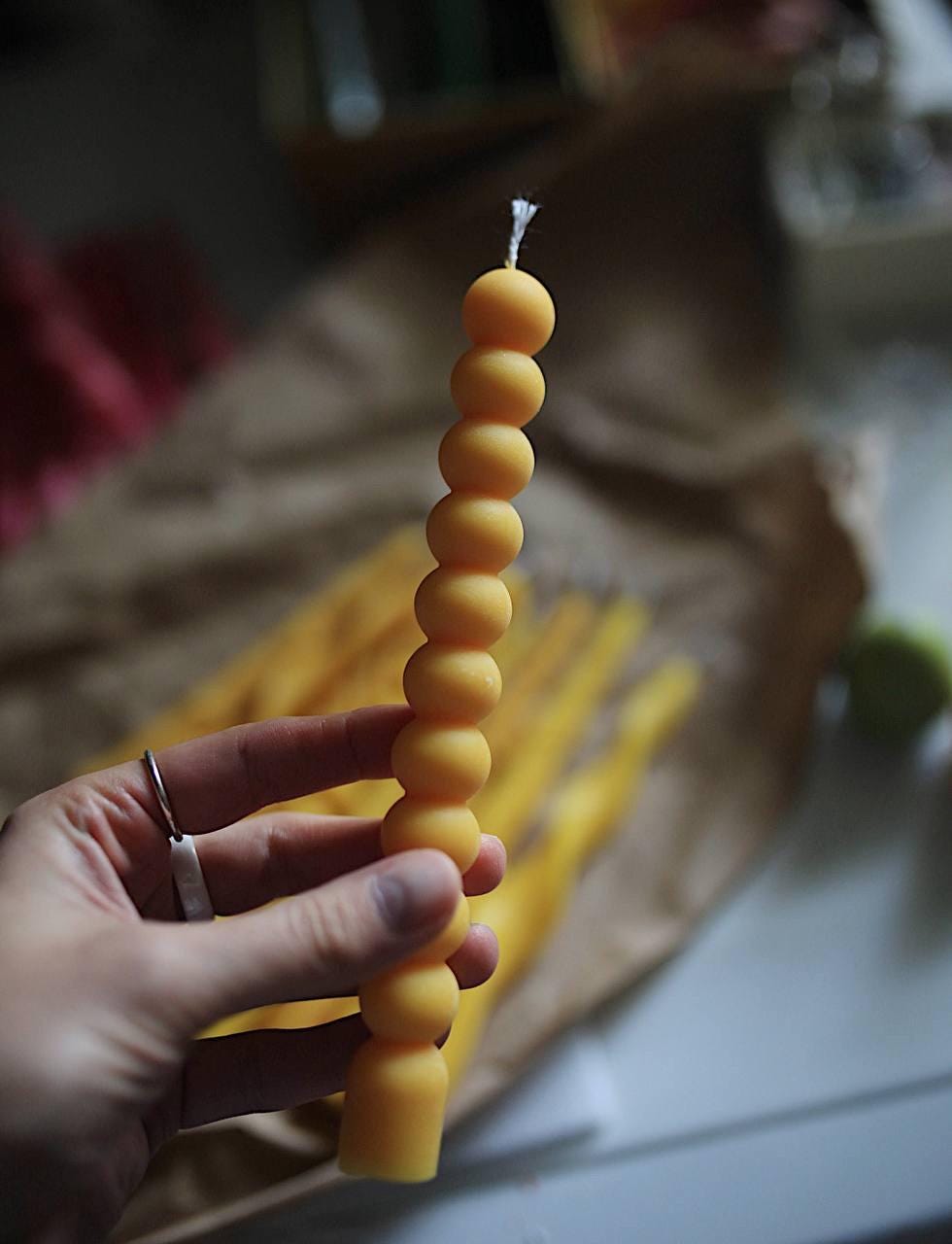 Yellow Beeswax Taper Candle 4