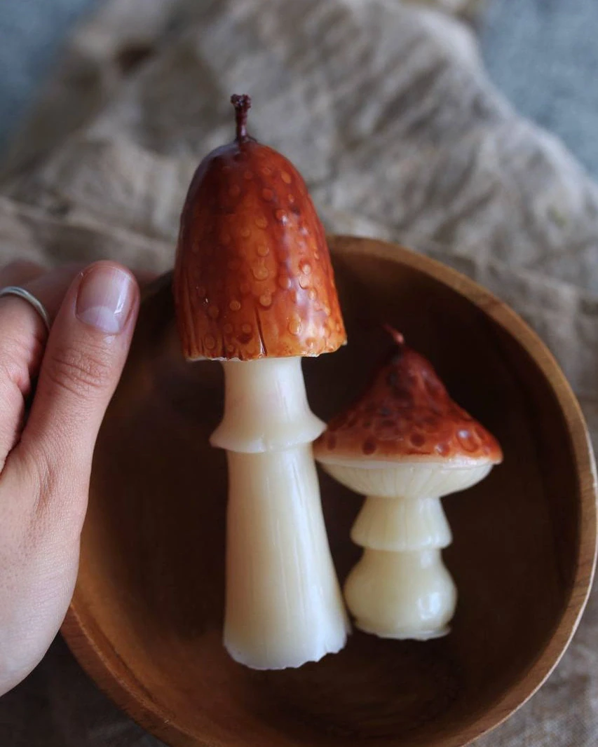 Handmade Mushroom Beeswax Candle — Umbrella Design 2