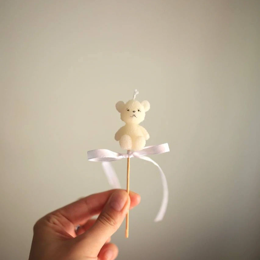 Beeswax Birthday Candle Bear for cake
