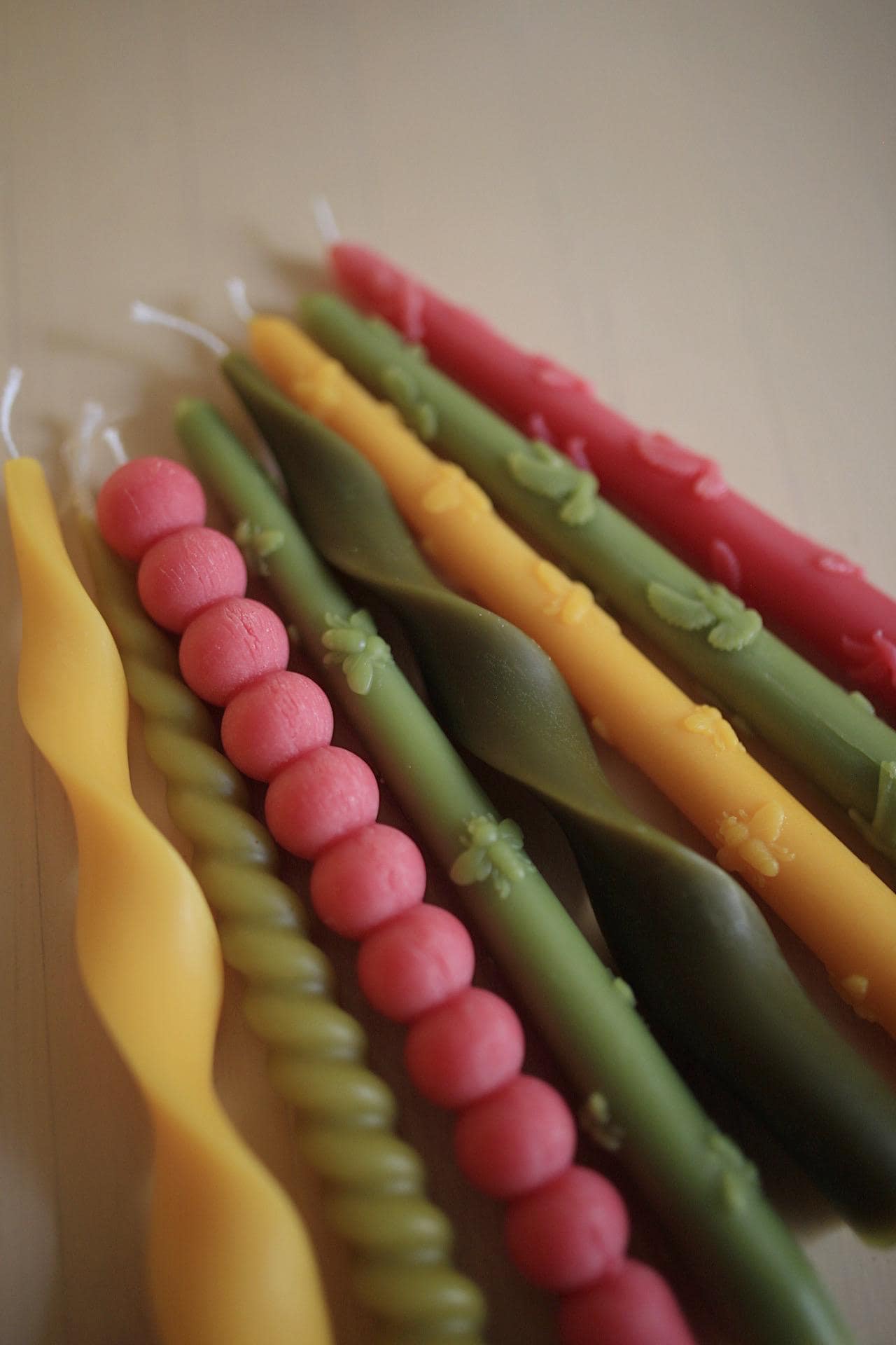 Pink Beeswax Taper Candle 2