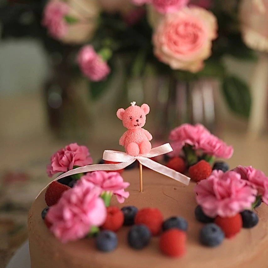 Beeswax Birthday Candle Bear for cake 6