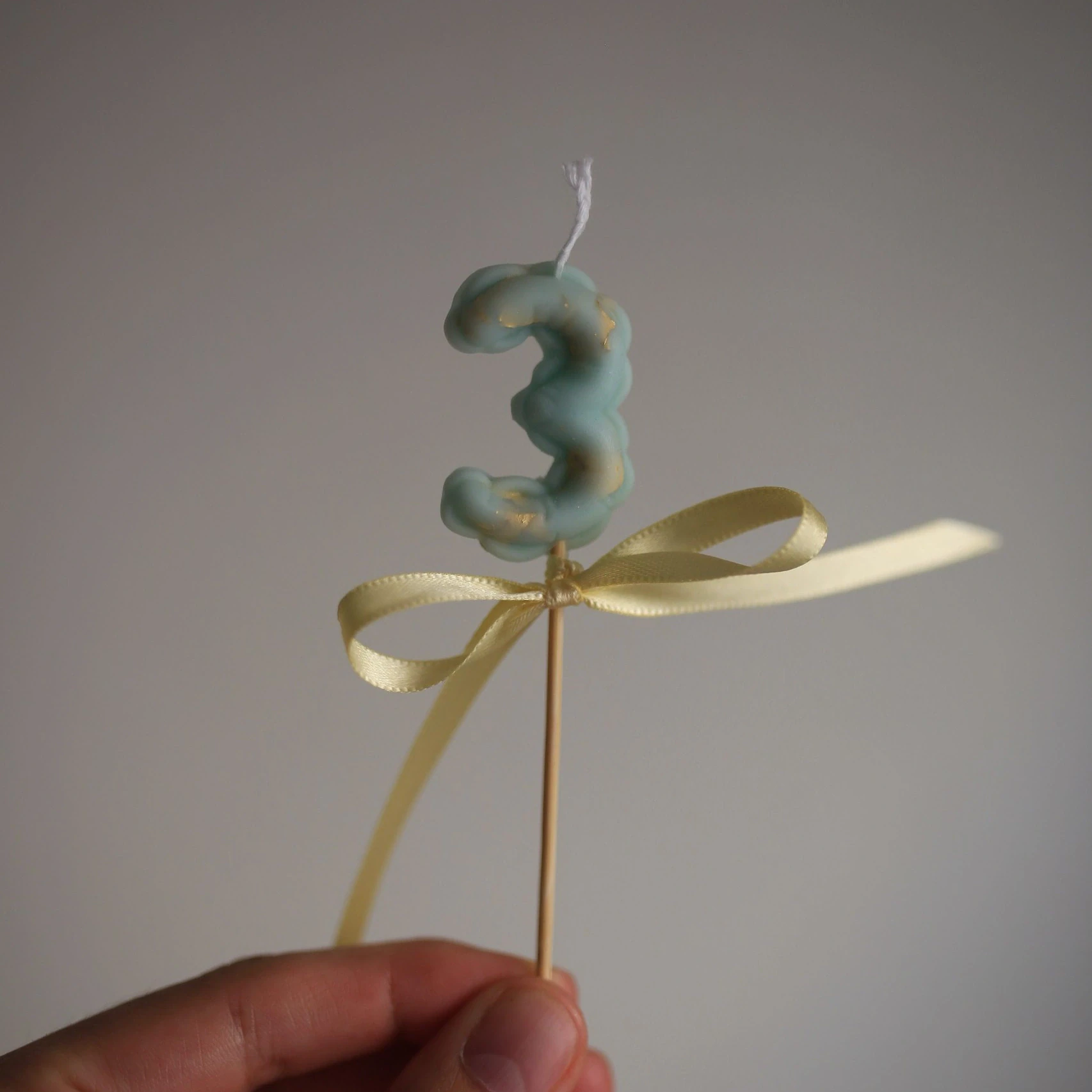 Gold Leaf Beeswax Number Candle for Birthday Cakes 4