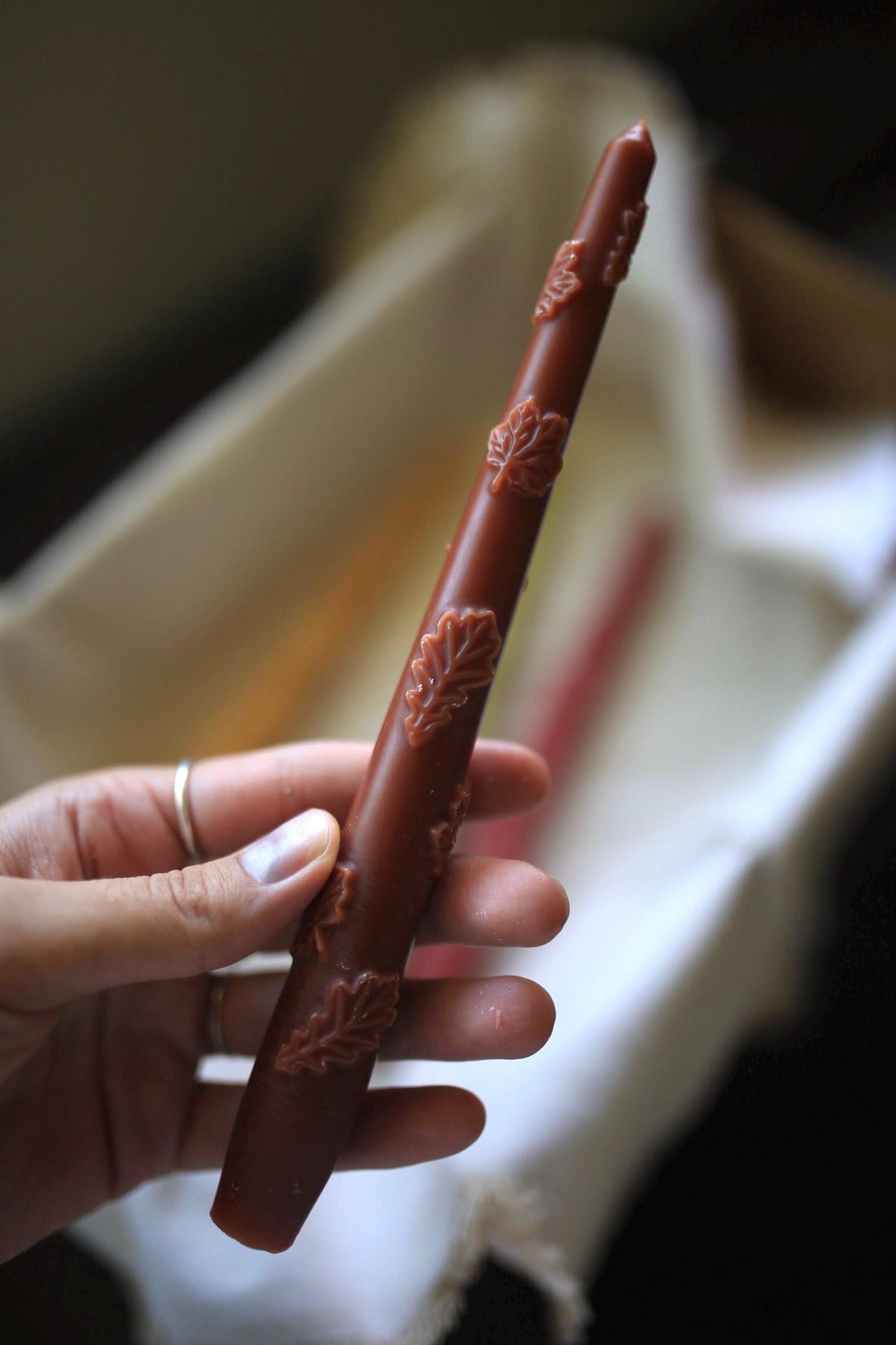 Oak Leaf Beeswax Taper Candle 4