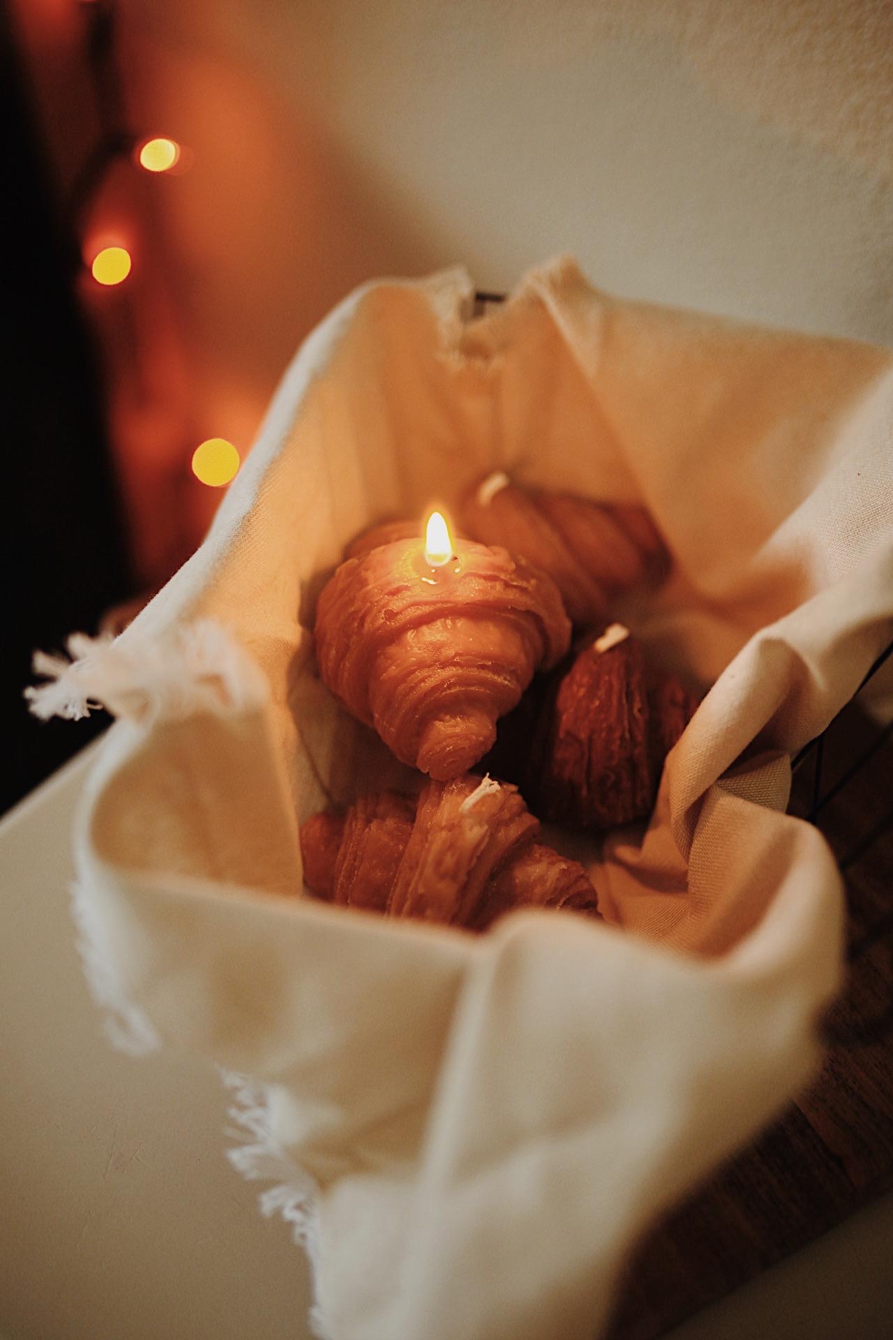 Handmade Beeswax Croissant Candle 2