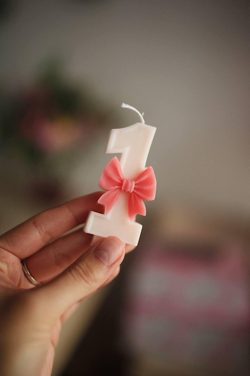 Beeswax Candles for Birthday Cakes, pink color - Eco-Friendly Candles - Number Candles - Cake Decoration - Anniversary Candles 4