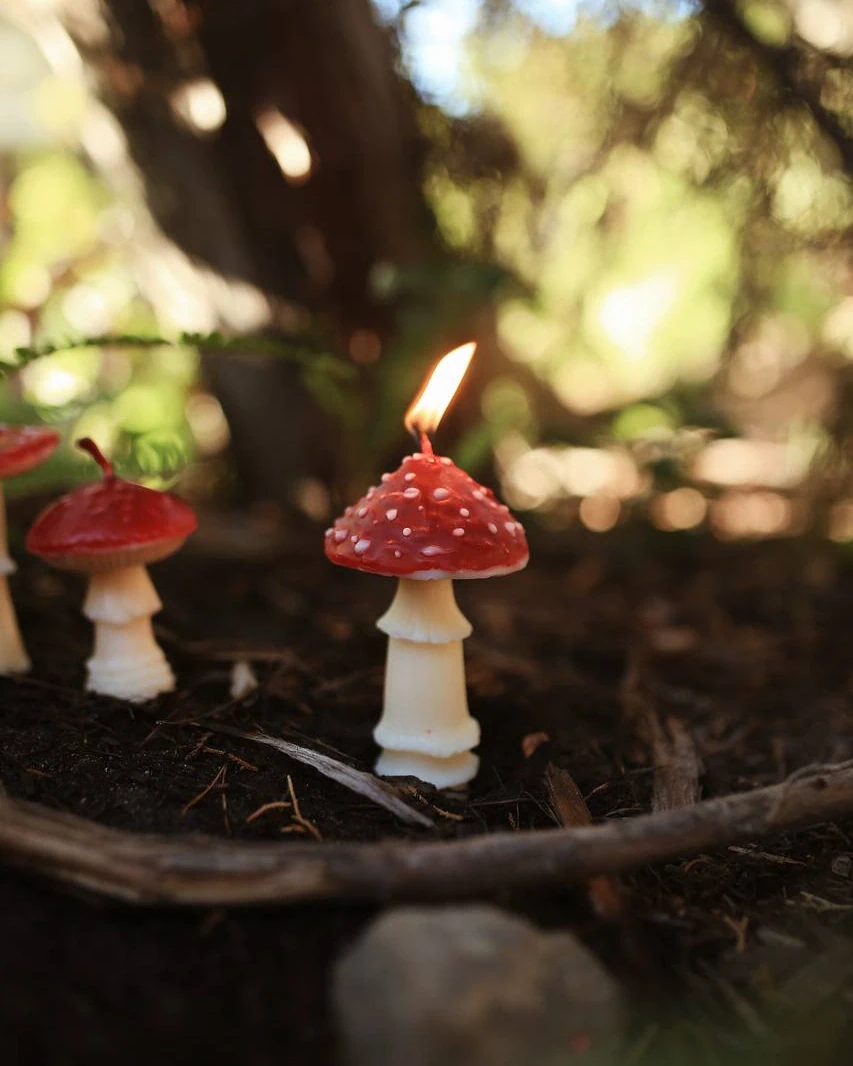 Handmade Amanita Beeswax Mushroom Candle