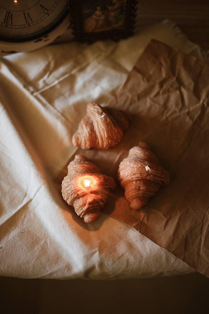 Handmade Beeswax Croissant Candle
