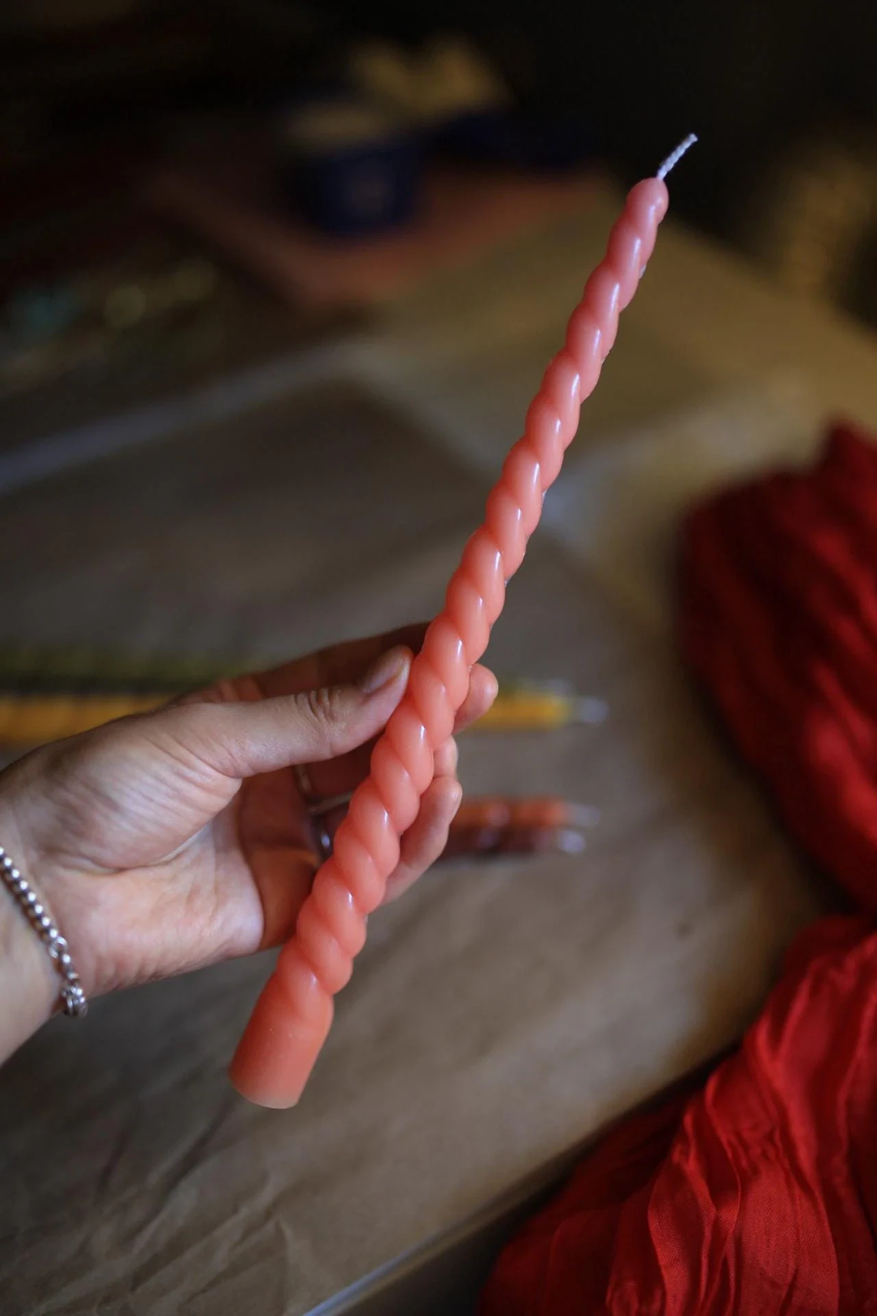 Autumn Beeswax Taper Candle spiral 4