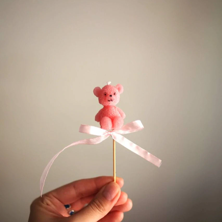 Beeswax Birthday Candle Bear for cake 2