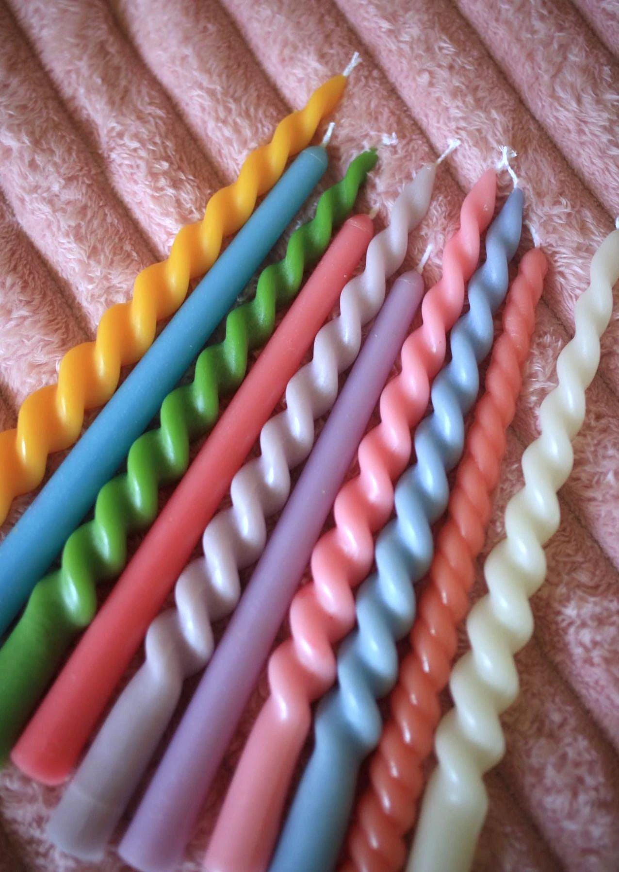 Pastel Spiral Beeswax Taper Candle 9