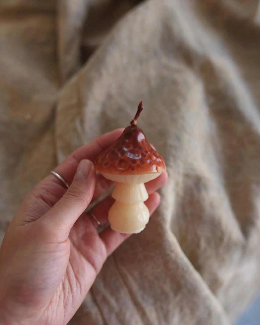 Handmade Beeswax Mushroom Candle 3