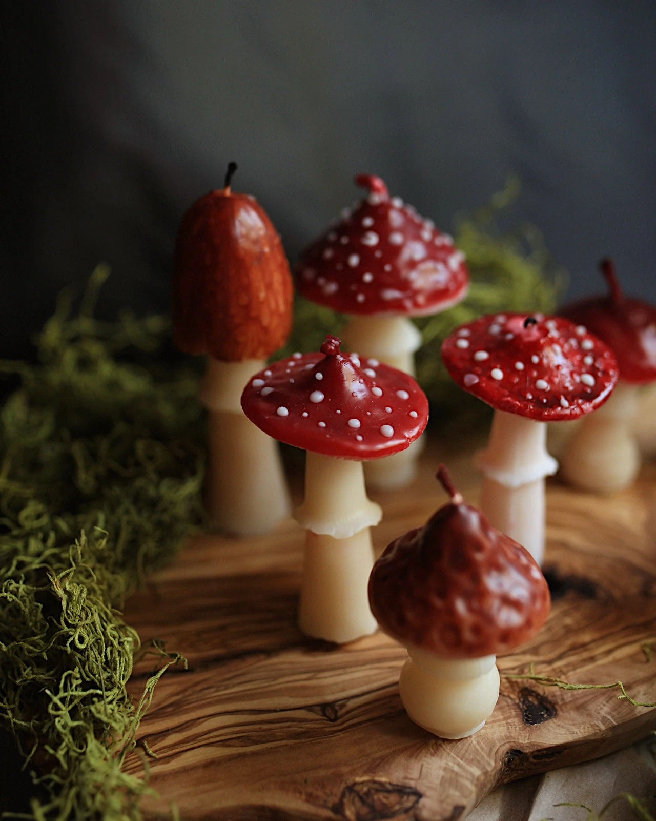 Small Amanita Beeswax Mushroom Candle 3