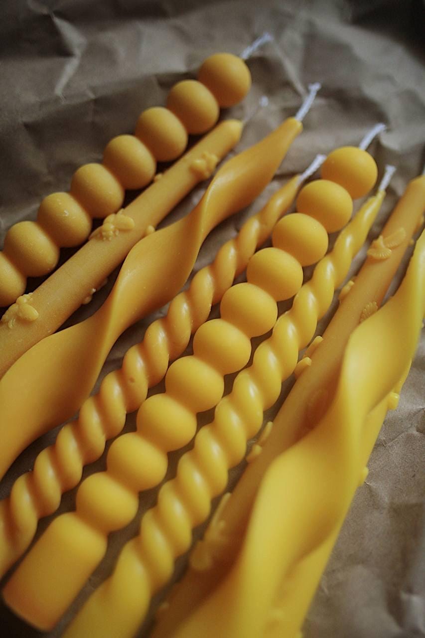 Yellow Beeswax Taper Candle