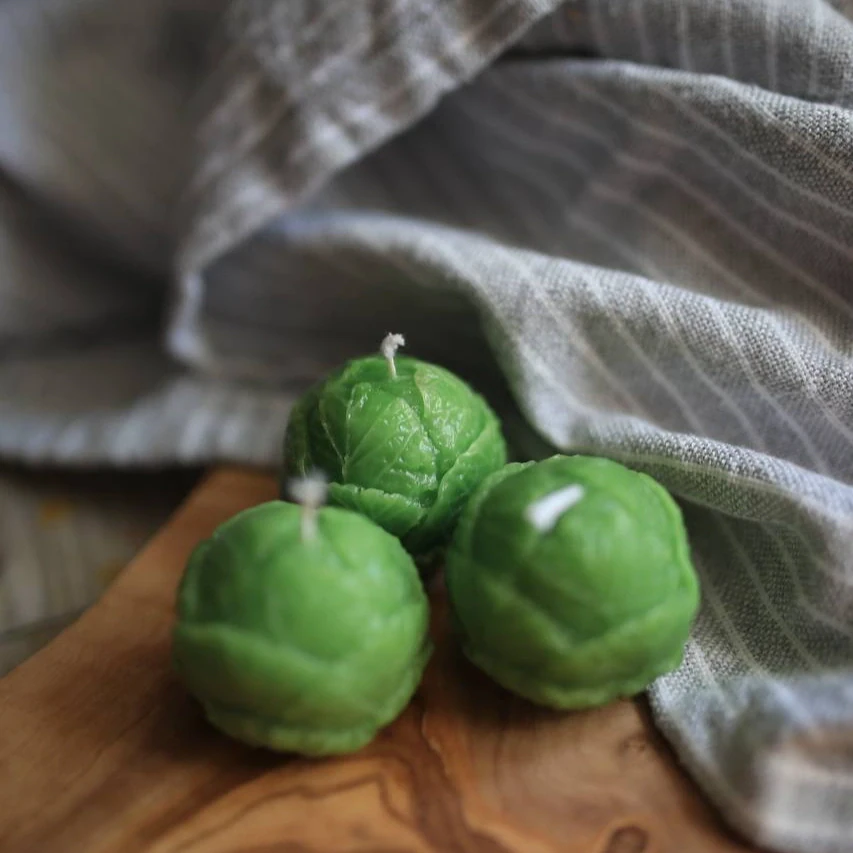 Brussels Sprout Beeswax Candle 2