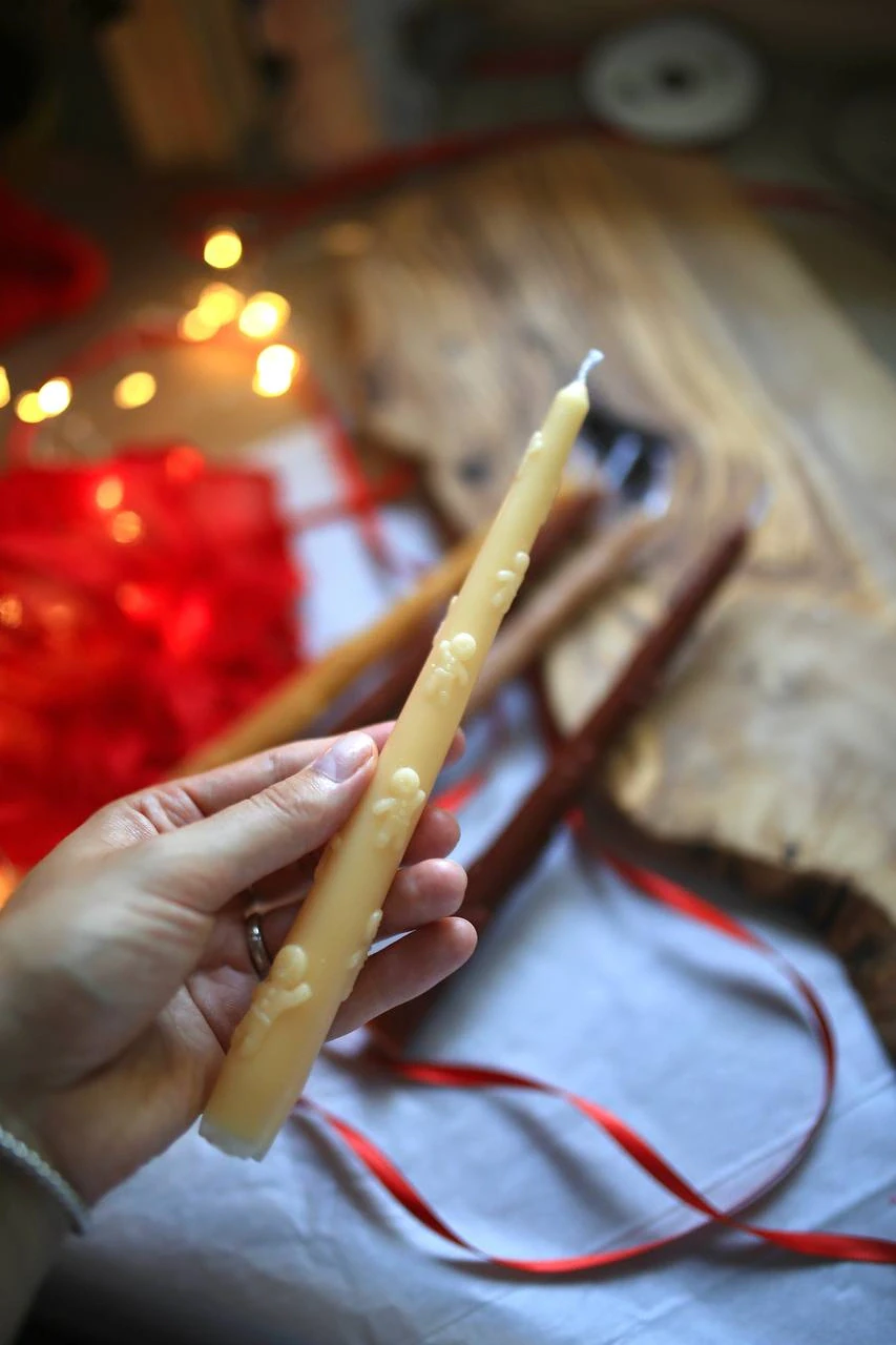 Gingerbread Man Beeswax Taper Candle 4