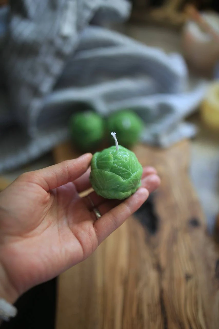 Brussels Sprout Beeswax Candle 5