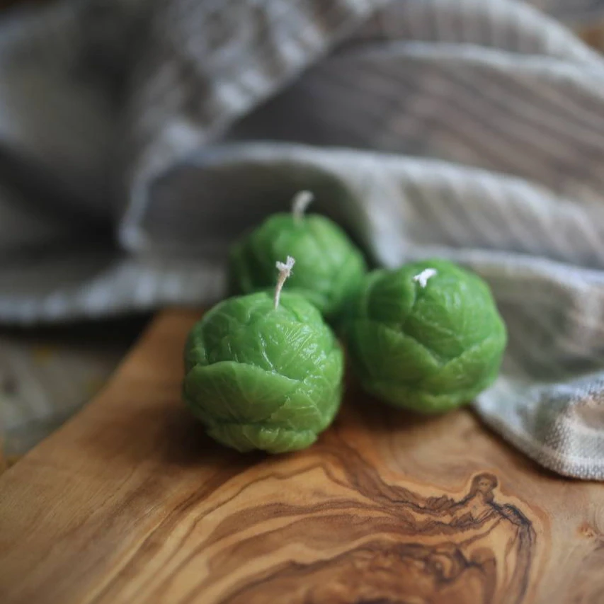 Brussels Sprout Beeswax Candle