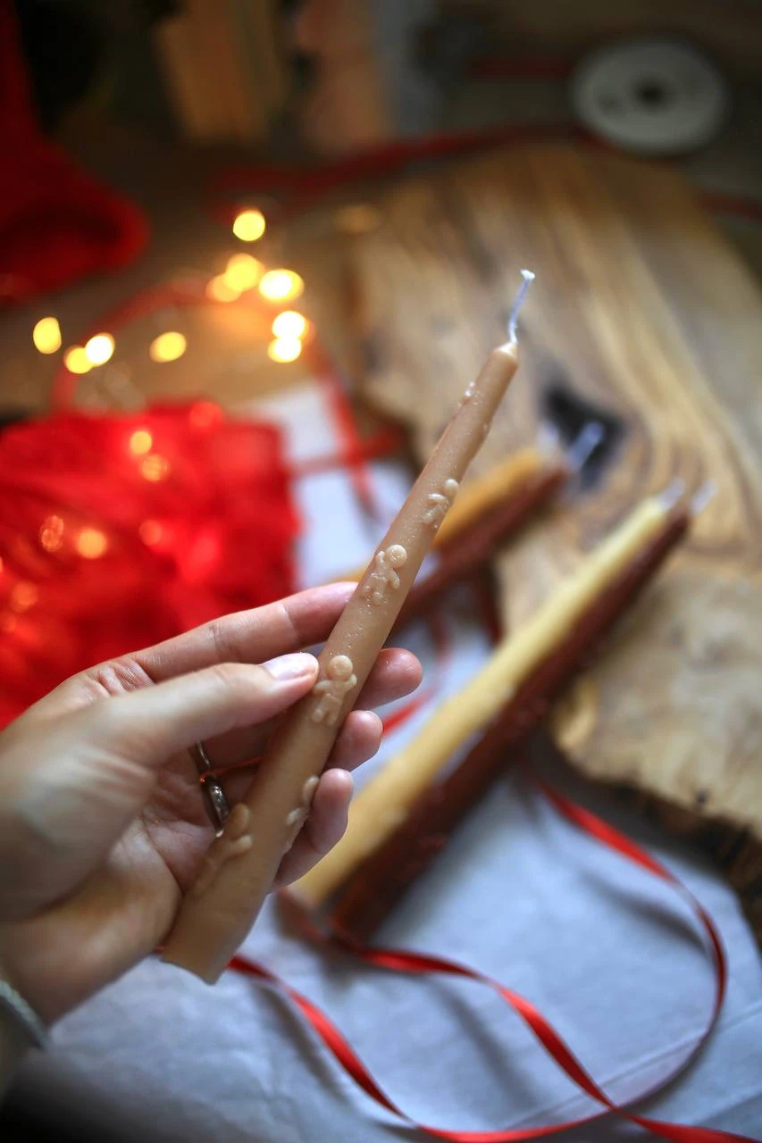 Gingerbread Man Beeswax Taper Candle 7