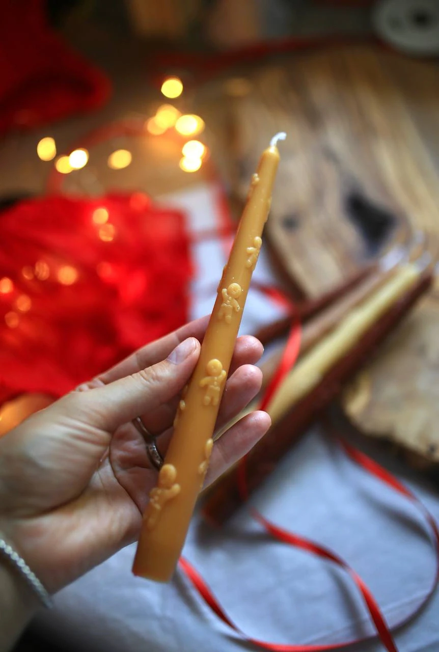 Gingerbread Man Beeswax Taper Candle 5
