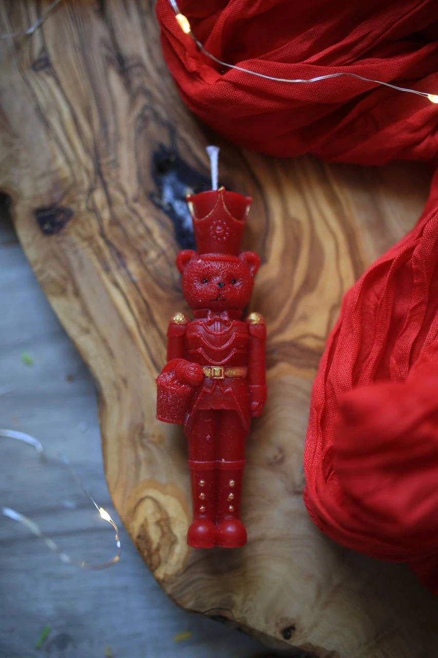Hand-Painted Beeswax Nutcracker Bear Candle 3