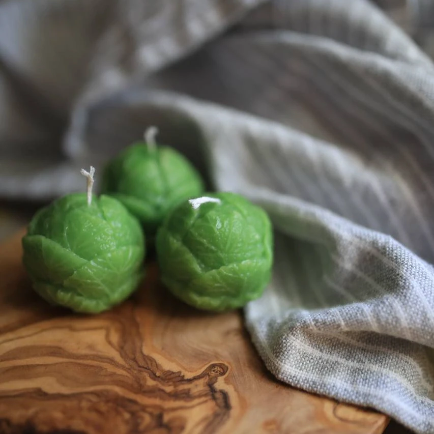 Brussels Sprout Beeswax Candle 3