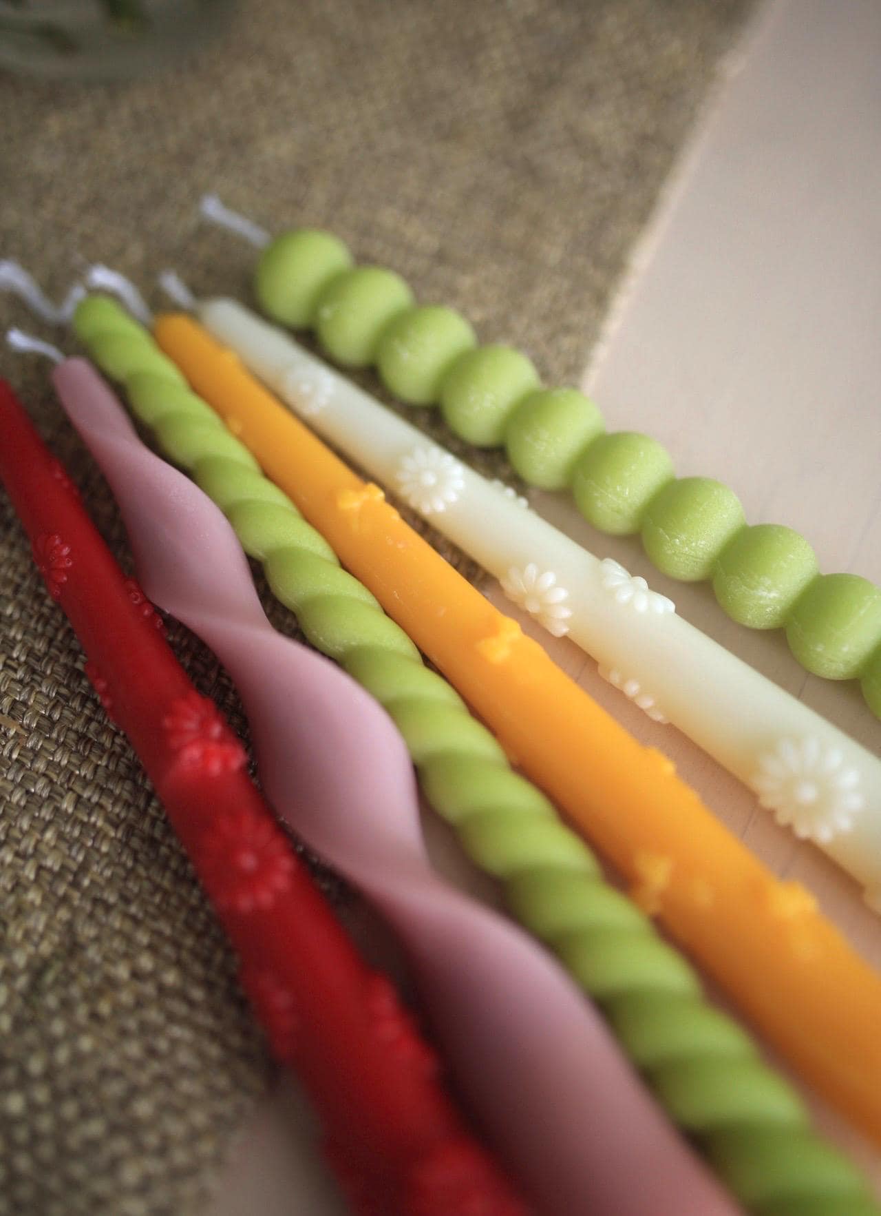 Summer Beeswax Taper Candles — Set of 5 1