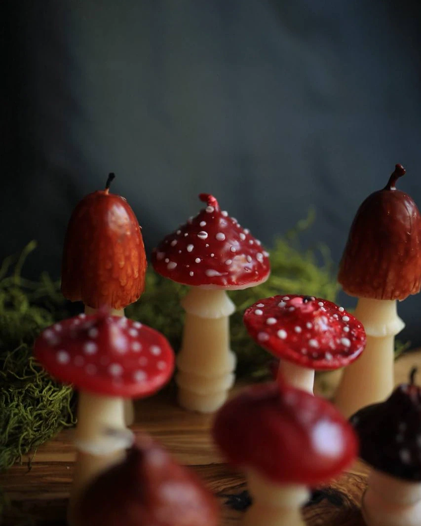 Handmade Amanita Beeswax Mushroom Candle 4