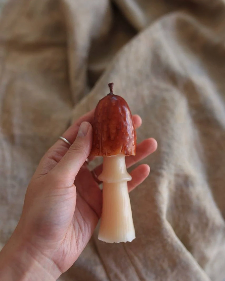 Handmade Mushroom Beeswax Candle — Umbrella Design 3