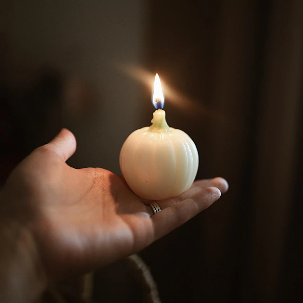 Handmade Pumpkin Beeswax Candle 8