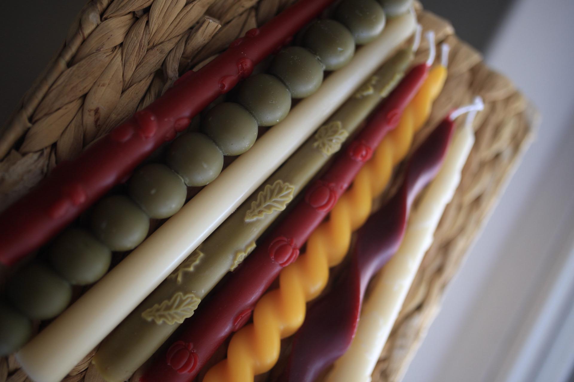 Autumn Beeswax Taper Candles — Set of 7 8